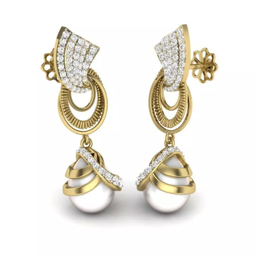 Women pearl earrings 3dm render detail 3D print model 3D print model_0