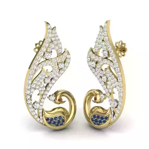 Women peacock earrings 3dm render detail 3D print model