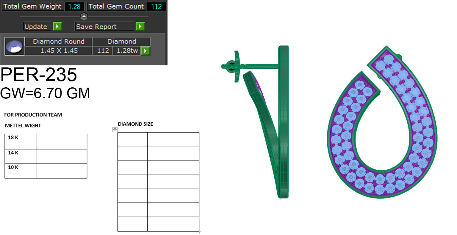 Women earrings 3dm render detail 3D print model 3D print model_5