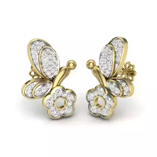 Women butterfly earrings 3dm render detail 3D print model 3D print model