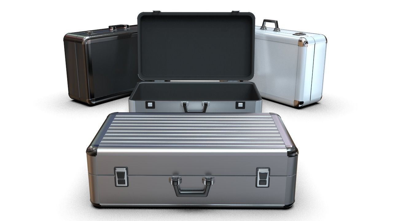 Metal Briefcases - Low and High Poly Models 3D model_6