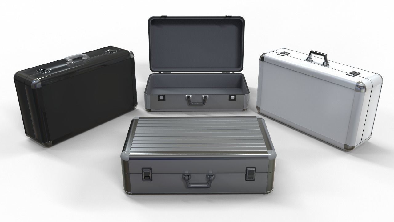 Metal Briefcases - Low and High Poly Models 3D model_5