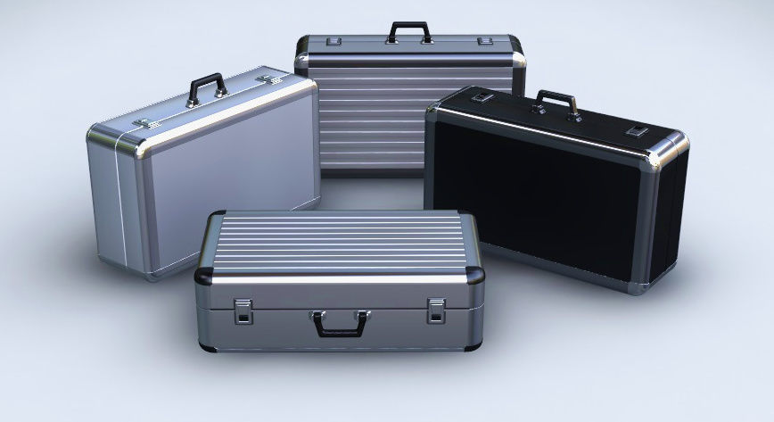 Metal Briefcases - Low and High Poly Models 3D model_7