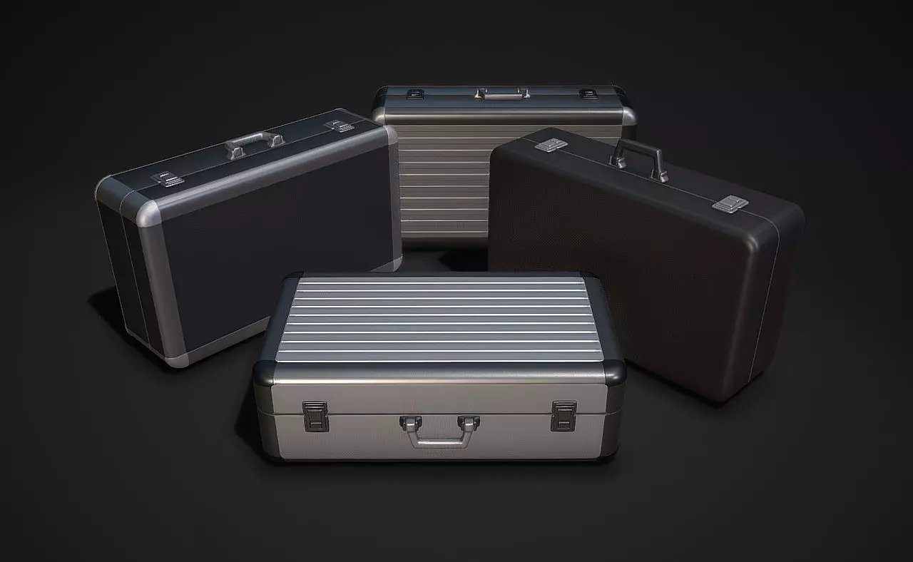 Metal Briefcases - Low and High Poly Models 3D model_0