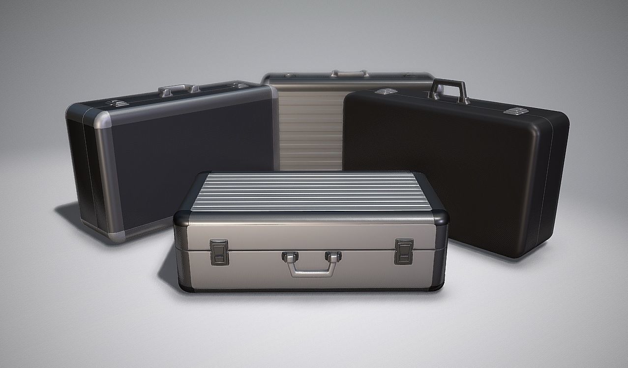 Metal Briefcases - Low and High Poly Models 3D model_4