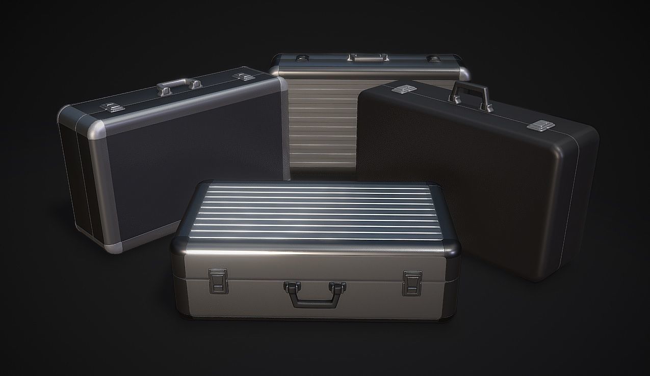Metal Briefcases - Low and High Poly Models 3D model_3