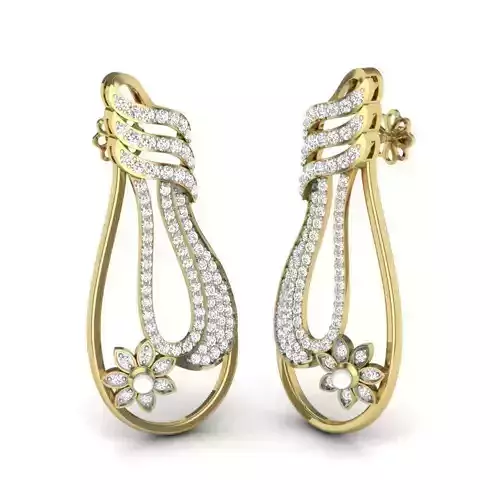 Women flower  earrings 3dm render detail 3D print model