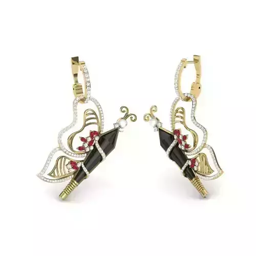 Women butterfly earrings 3dm render detail 3D print model 3D print model