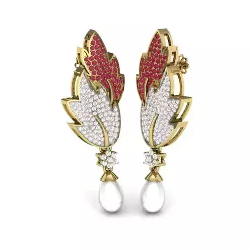 Women pearl earrings 3dm render detail 3D print model