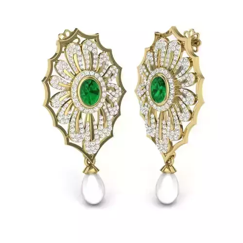 Women pearl earrings 3dm render detail 3D print model