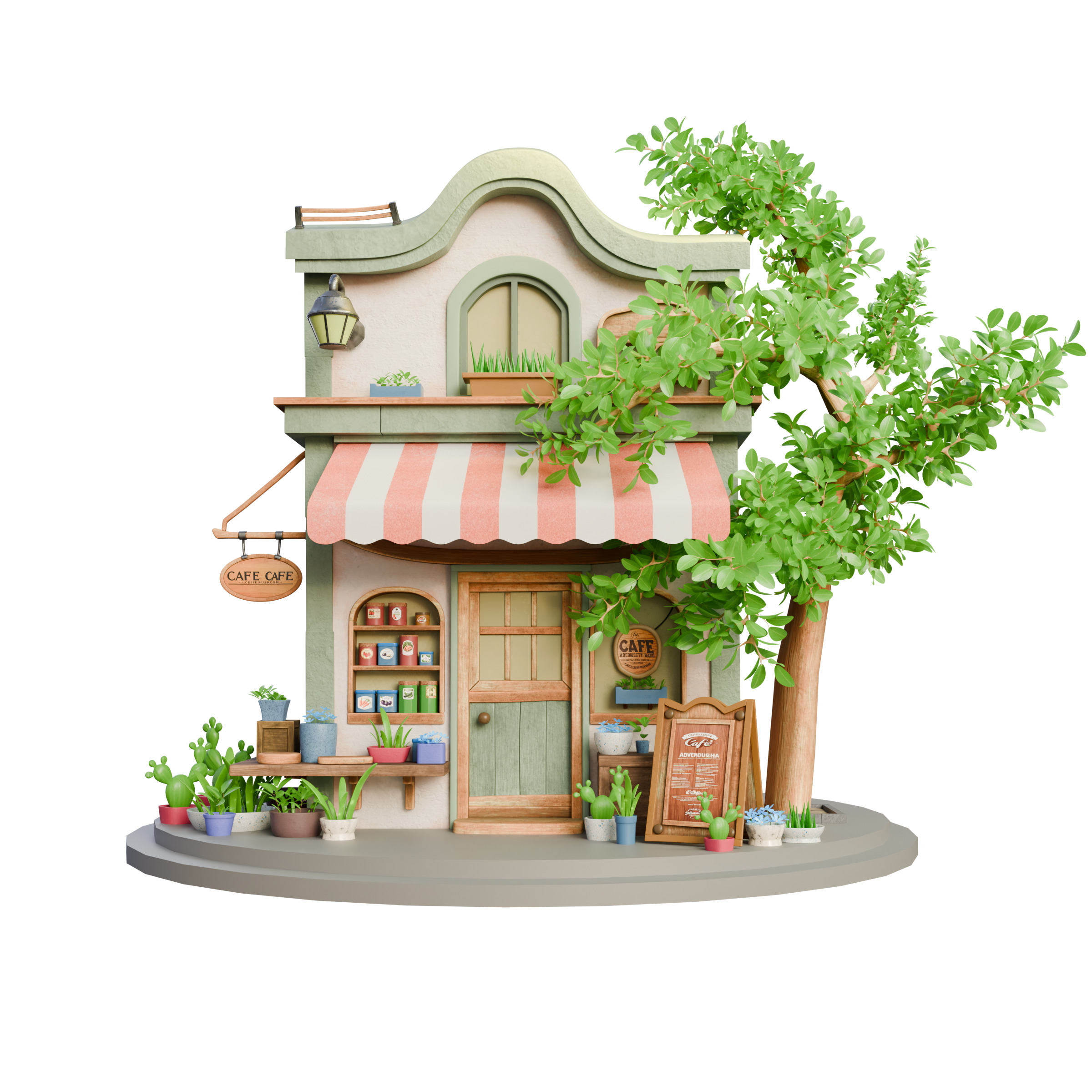 Stylized 3D Cafe House Model 3D model_2