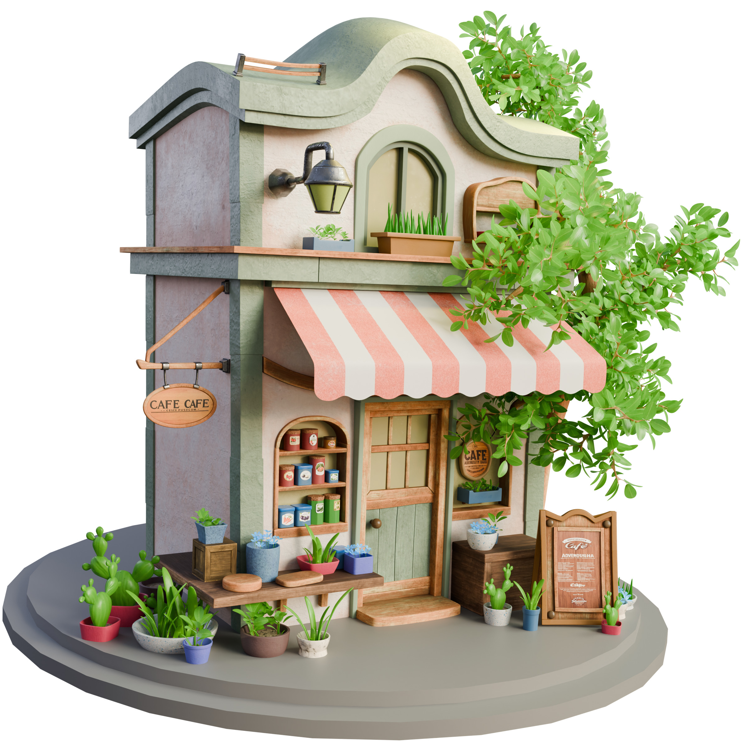 Stylized 3D Cafe House Model 3D model_4