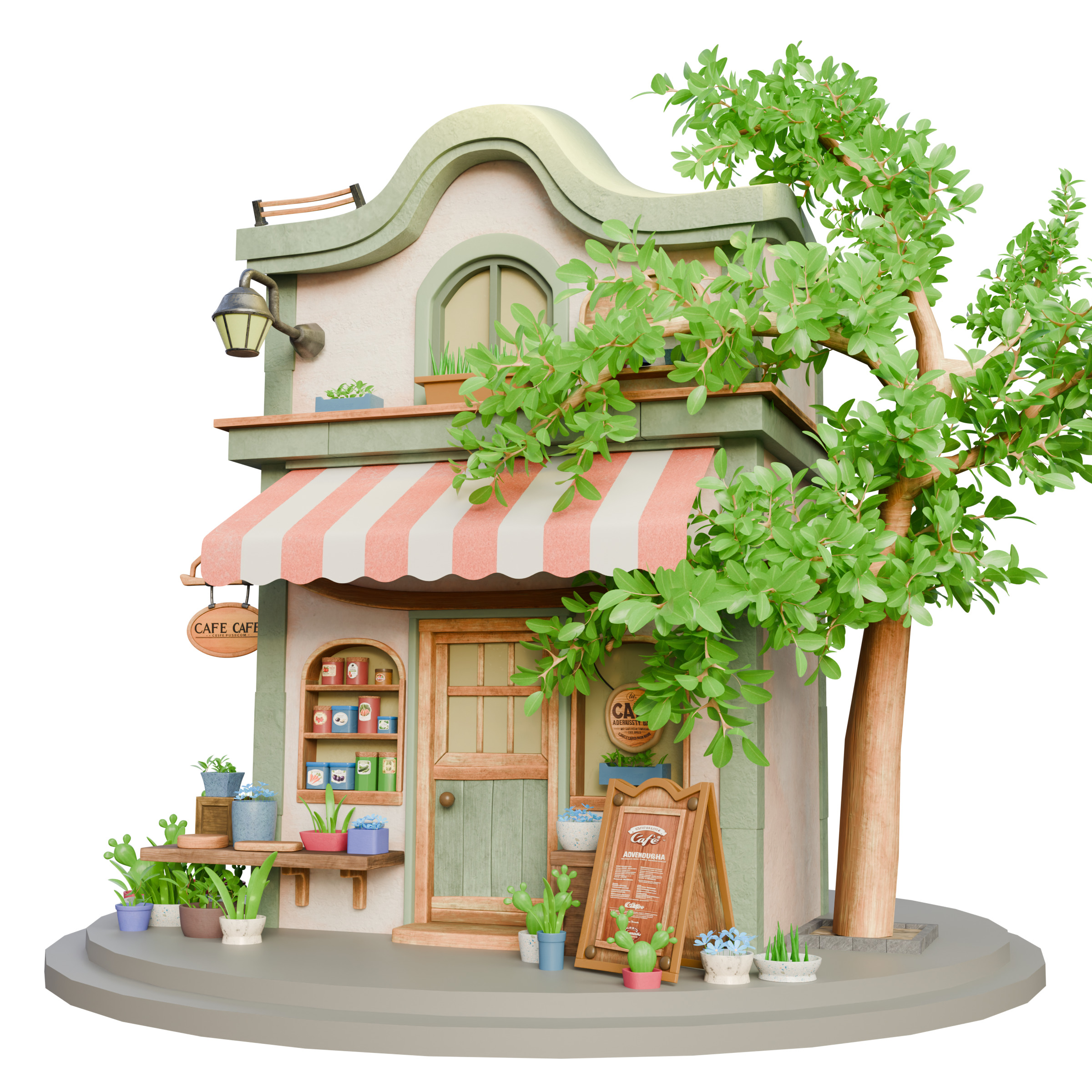 Stylized 3D Cafe House Model 3D model_5