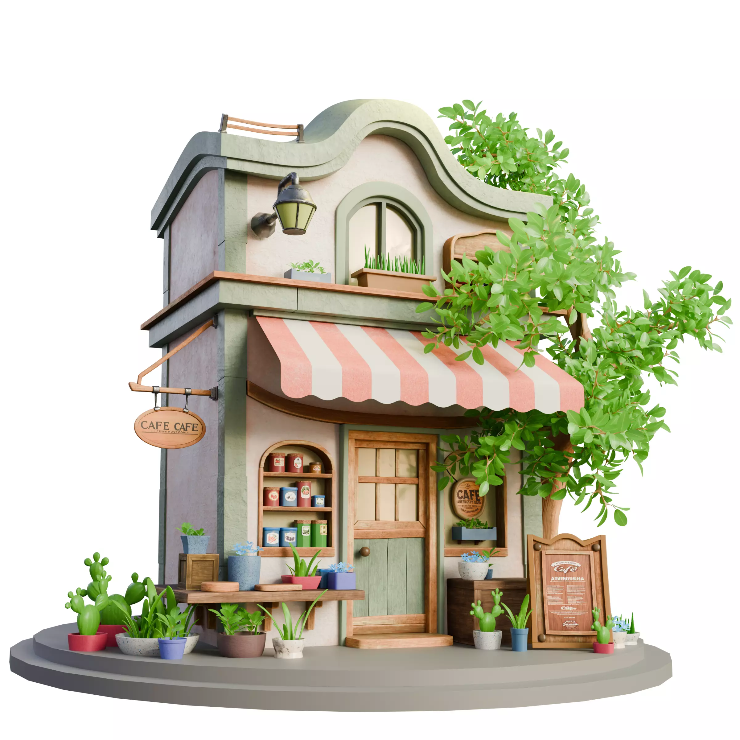 Stylized 3D Cafe House Model 3D model_0
