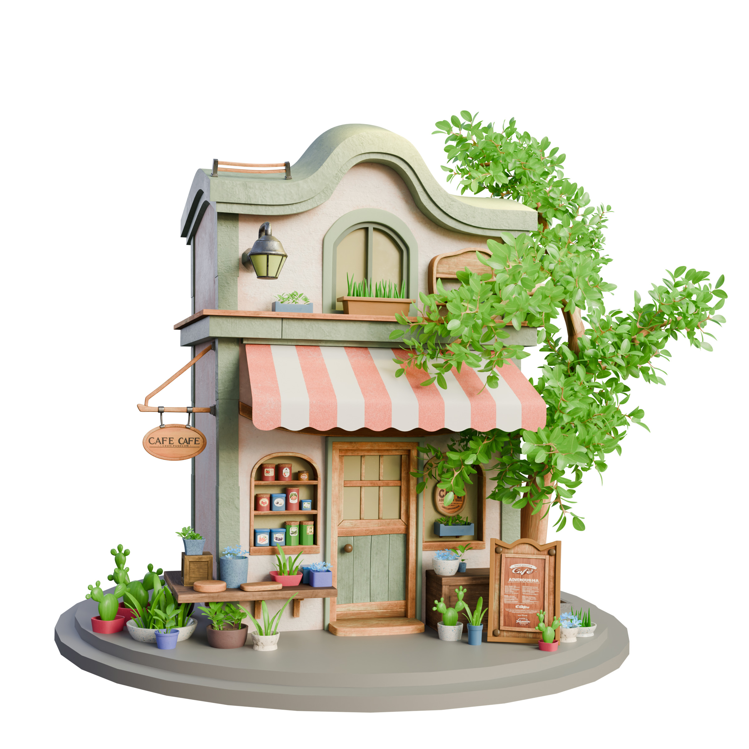 Stylized 3D Cafe House Model 3D model_6