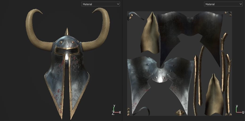 Helmet with horns Low-poly 3D model_8