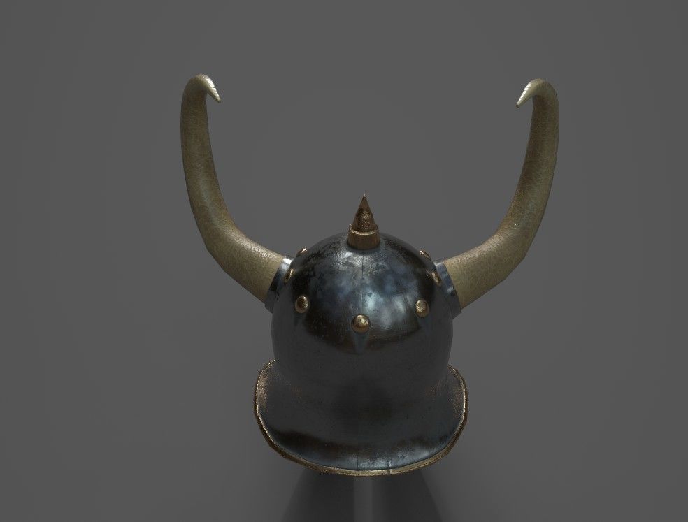 Helmet with horns Low-poly 3D model_6