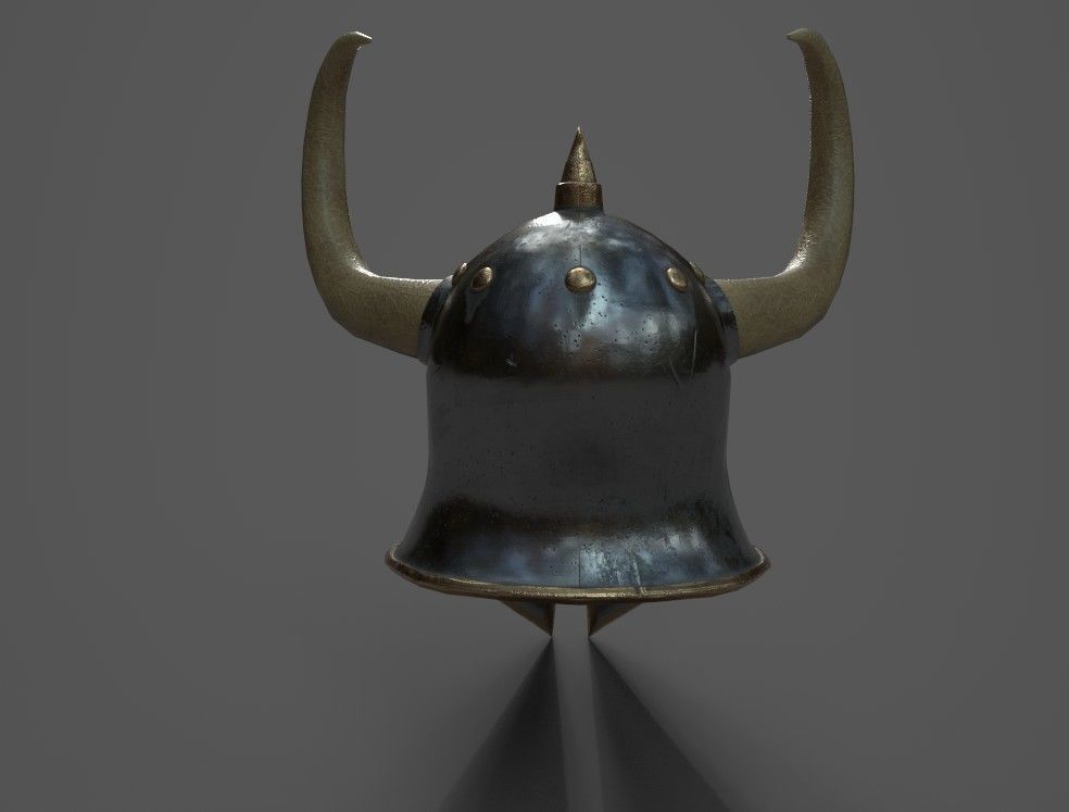 Helmet with horns Low-poly 3D model_4