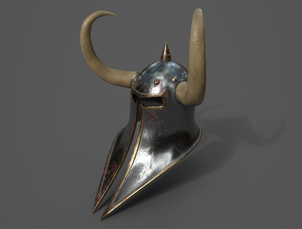 Helmet with horns Low-poly 3D model_2