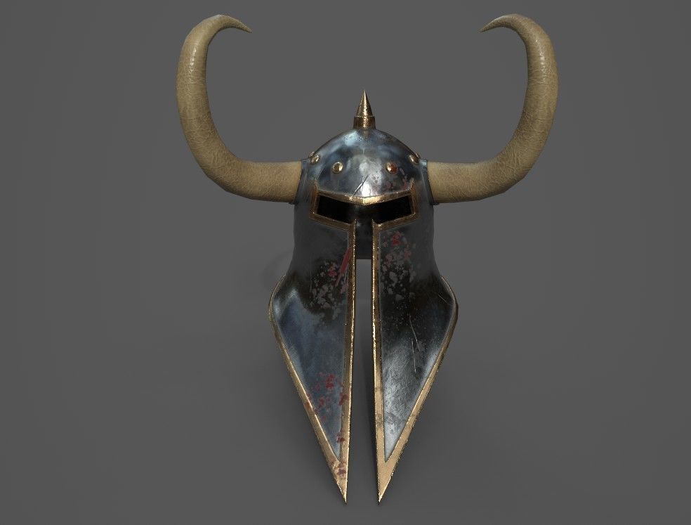 Helmet with horns Low-poly 3D model_1