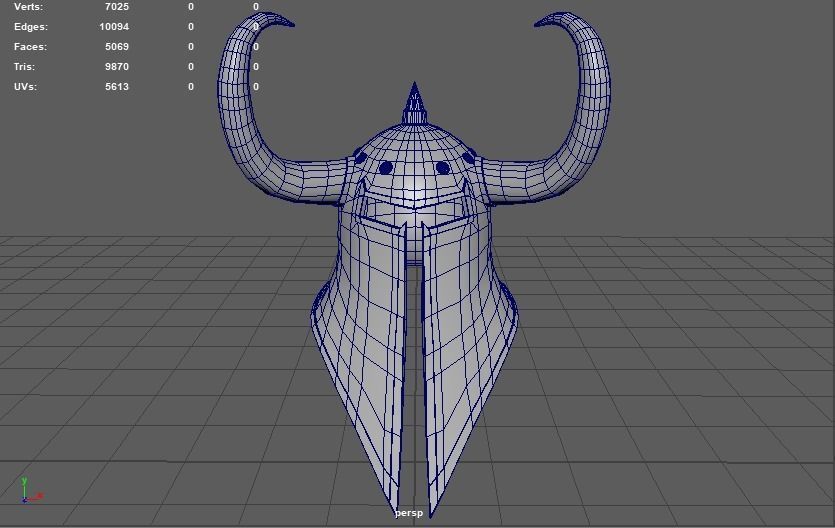 Helmet with horns Low-poly 3D model_9