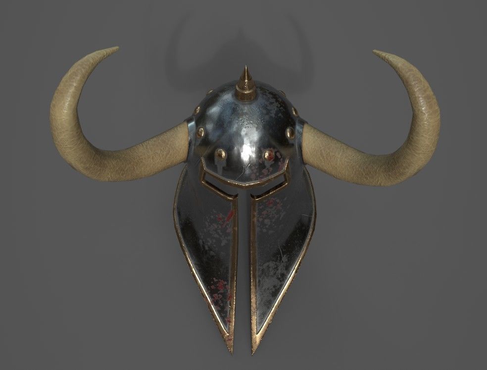 Helmet with horns Low-poly 3D model_3