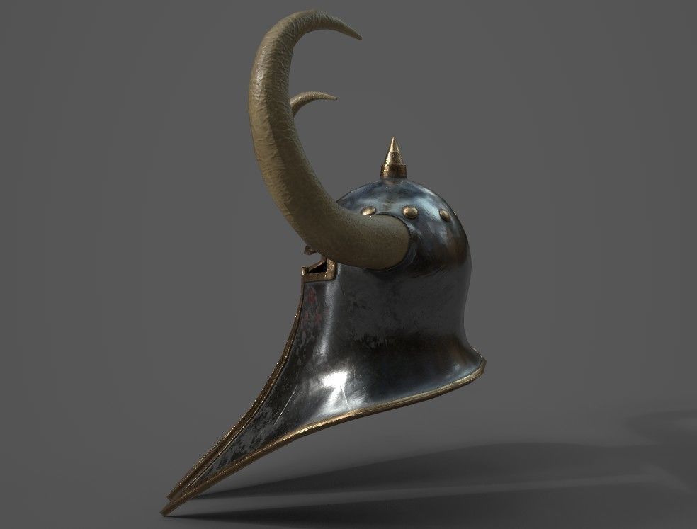 Helmet with horns Low-poly 3D model_5