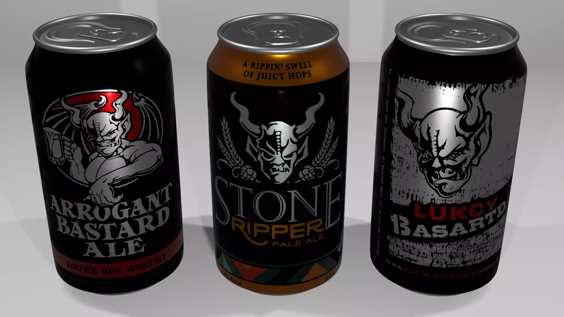 3 Beer Cans Low-poly 3D model