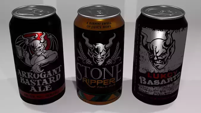 3 Beer Cans Low-poly 3D model
