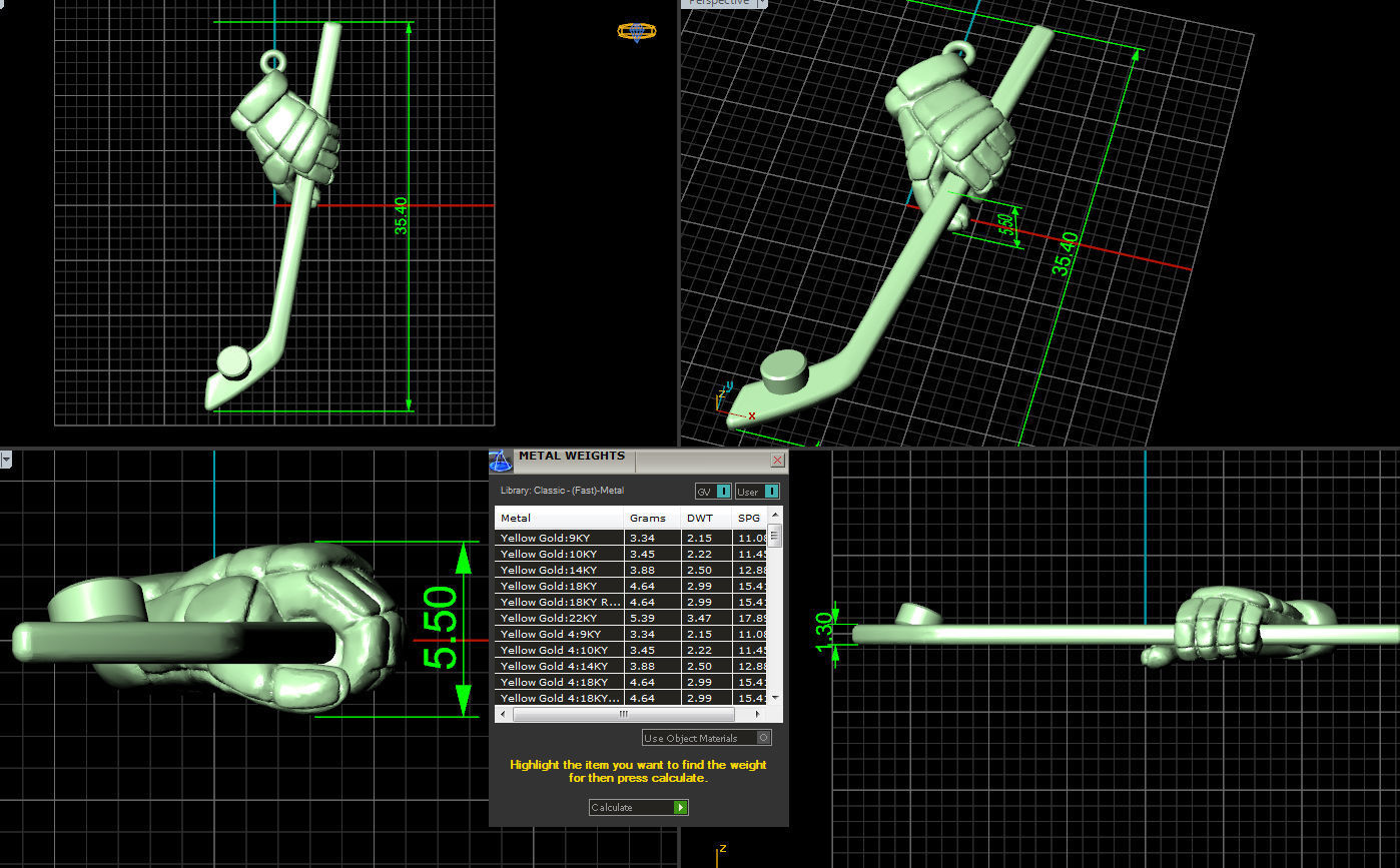 Pendant hockey stick 3D print model_2