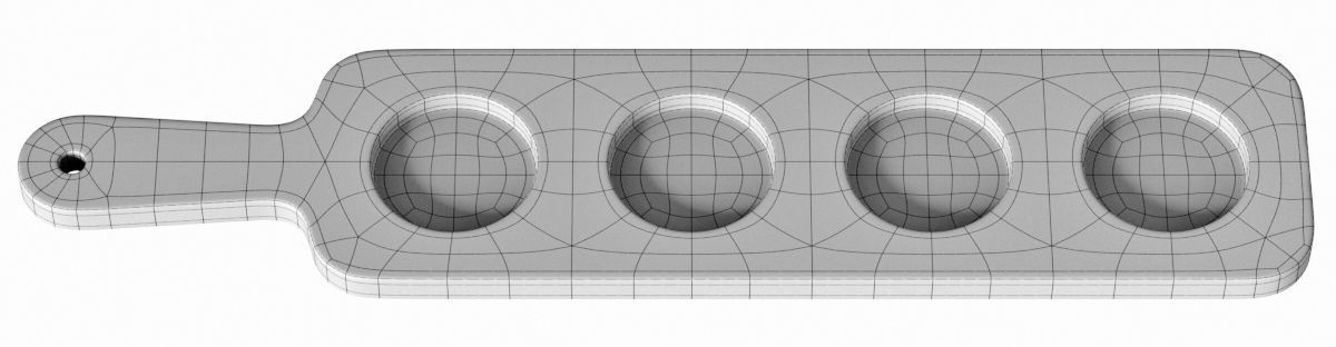 Beer set wooden tray with four holes 3D model_6