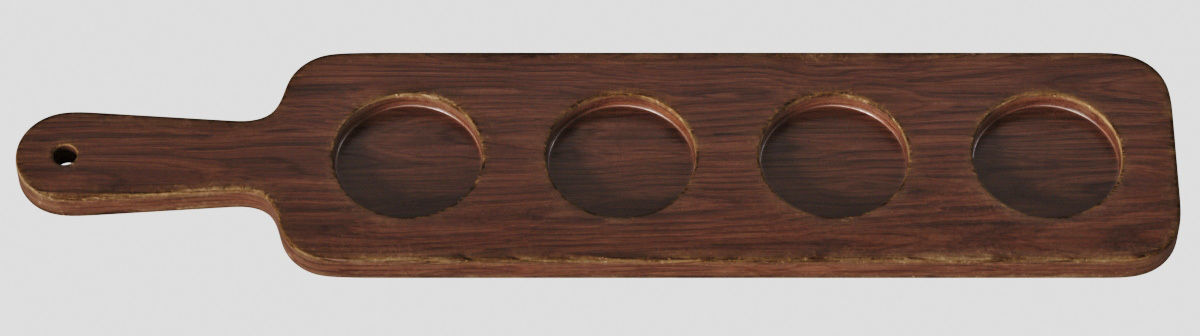 Beer set wooden tray with four holes 3D model_3