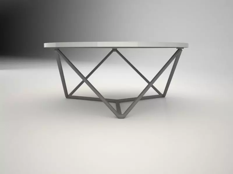 Table coffee with metal base 3D model_0