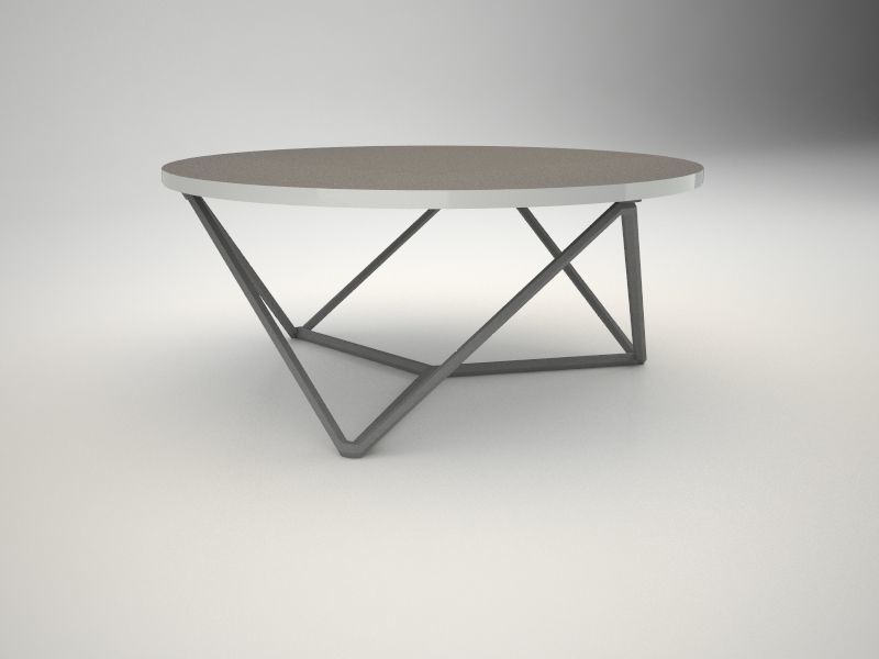 Table coffee with metal base 3D model_1