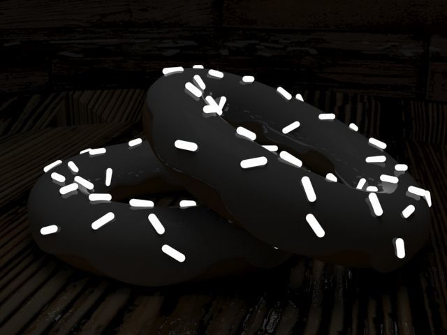 Donut 3d model two donuts with sprinkles on wooden table Low-poly 3D model_2