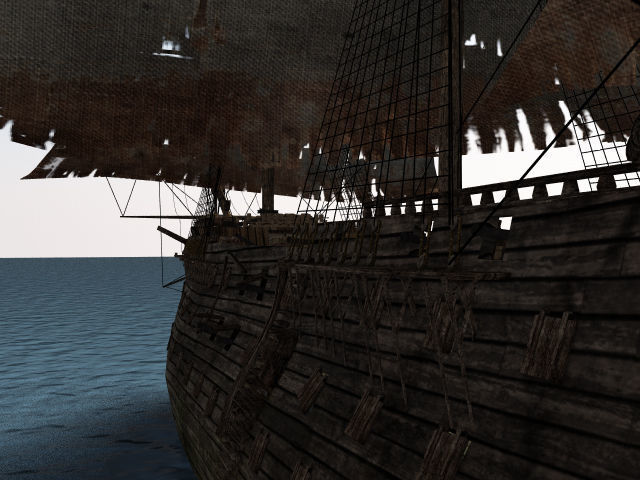 Three-deck linear galleon period 16-18 century Pirate ship Low-poly 3D model_14