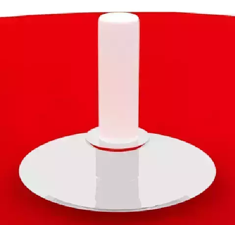 White candle in a metal wax plate 3D model