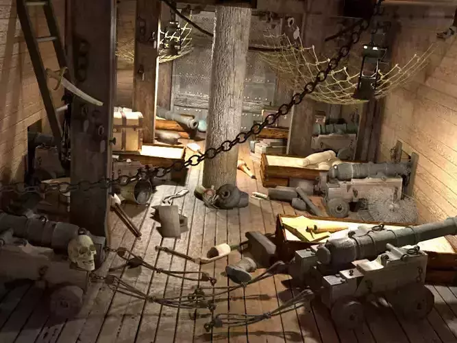 Cabin to sleep pirate ship 3D model