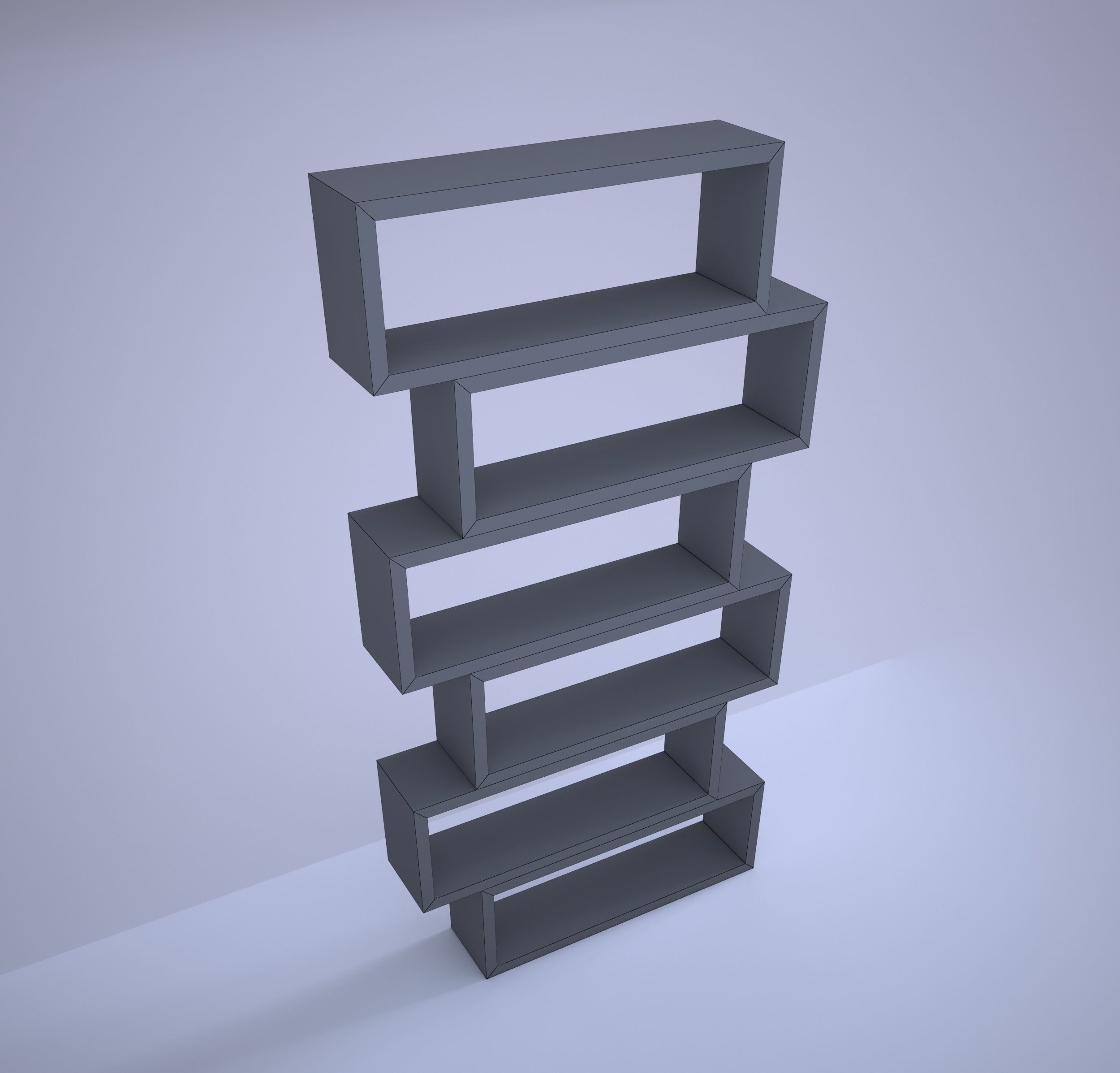 Shelving unit Low-poly 3D model_7