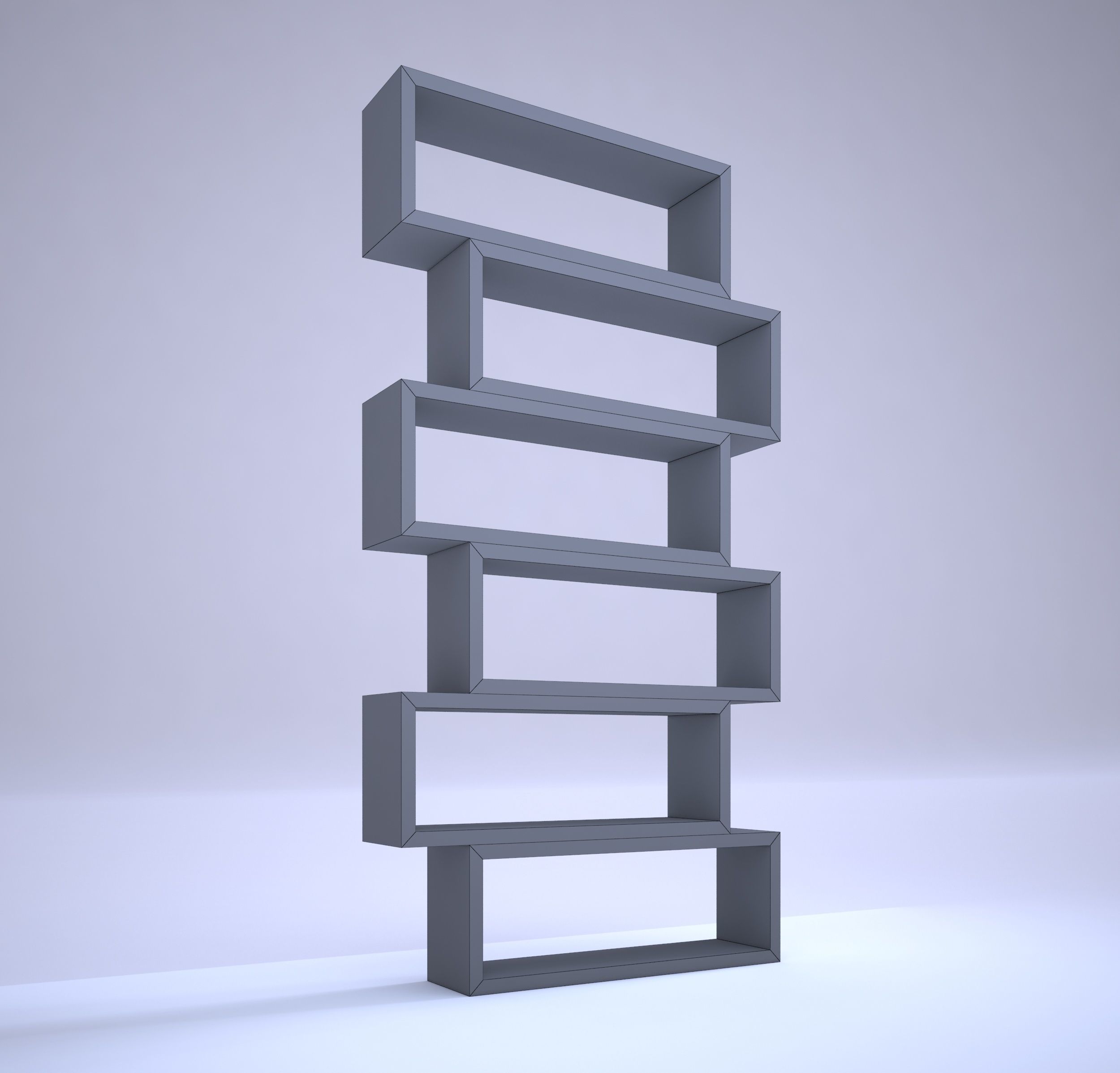 Shelving unit Low-poly 3D model_8