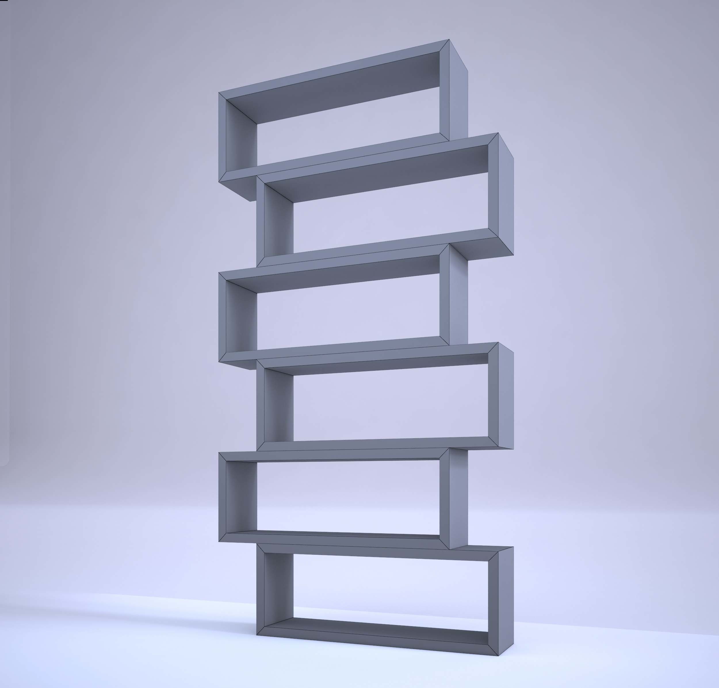 Shelving unit Low-poly 3D model_5