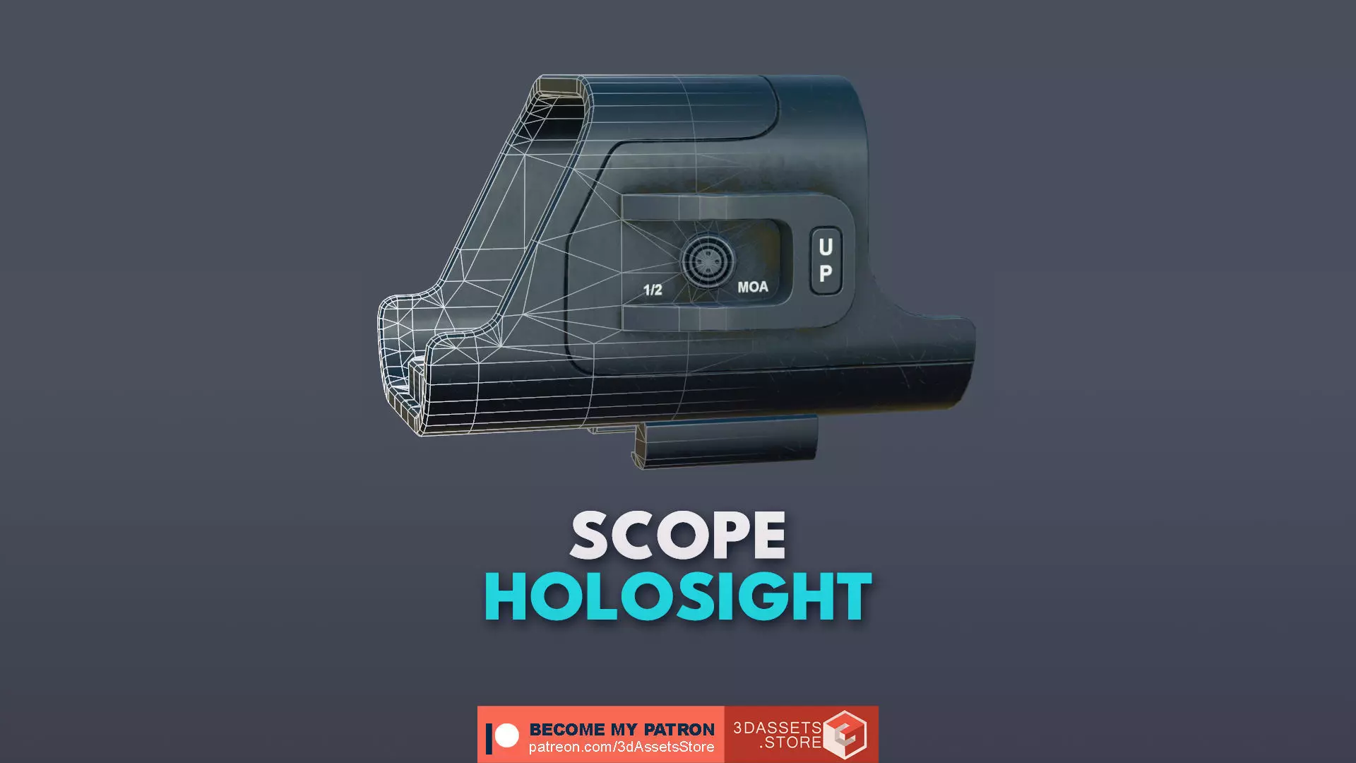 Weapon - Scope - 03 - HoloSight Low-poly 3D model_0