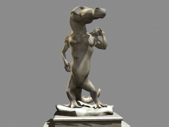 David Crocodile Statue 3D model_1