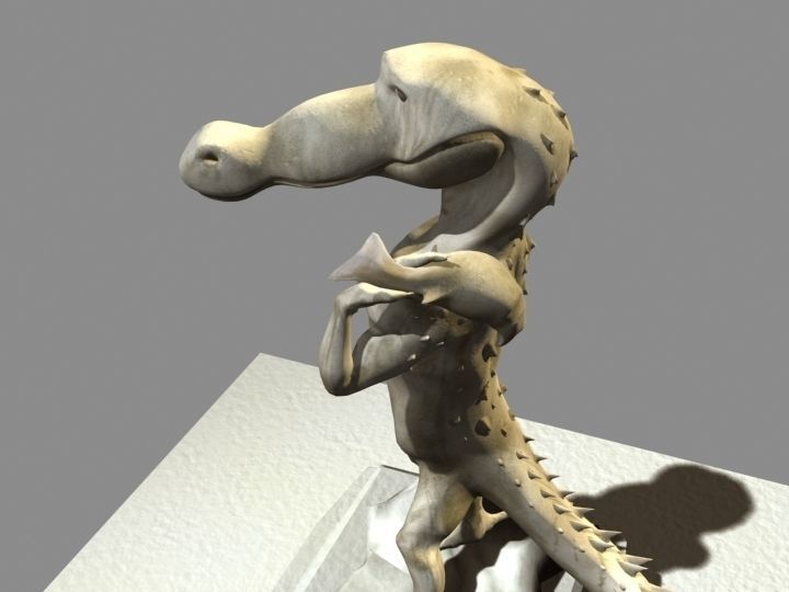 David Crocodile Statue 3D model_3
