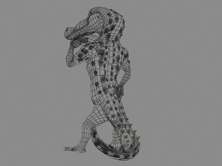 David Crocodile Statue 3D model_4