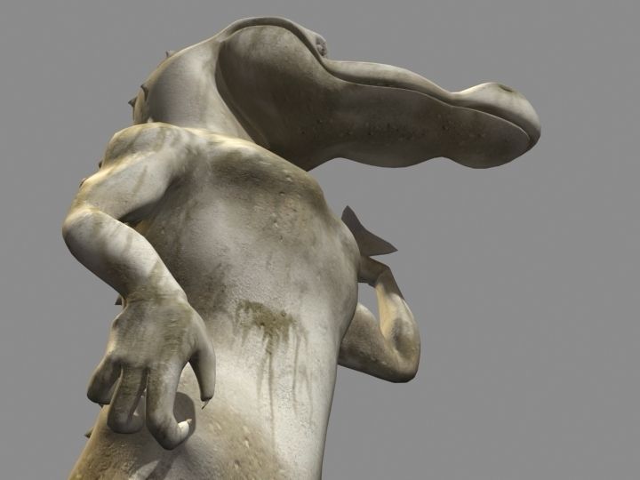 David Crocodile Statue 3D model_7