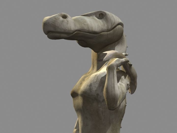 David Crocodile Statue 3D model_6