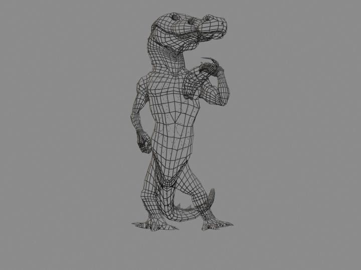David Crocodile Statue 3D model_2