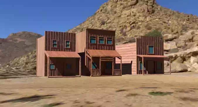Wild West Town Low-poly 3D model