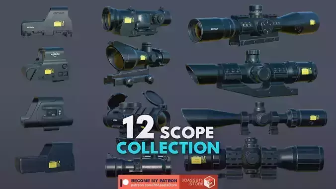 Weapon -  Scope Pack Bundle 3D Model Collection